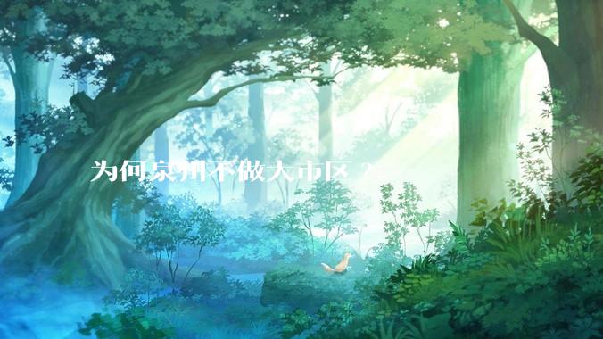 为何泉州不做大市区?